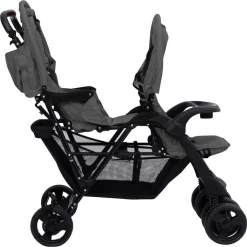 Niños vidaXL Transporte De Bebés-Carrito para gemelos tandem de acero