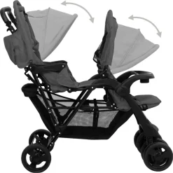 Niños vidaXL Transporte De Bebés-Carrito para gemelos tandem de acero
