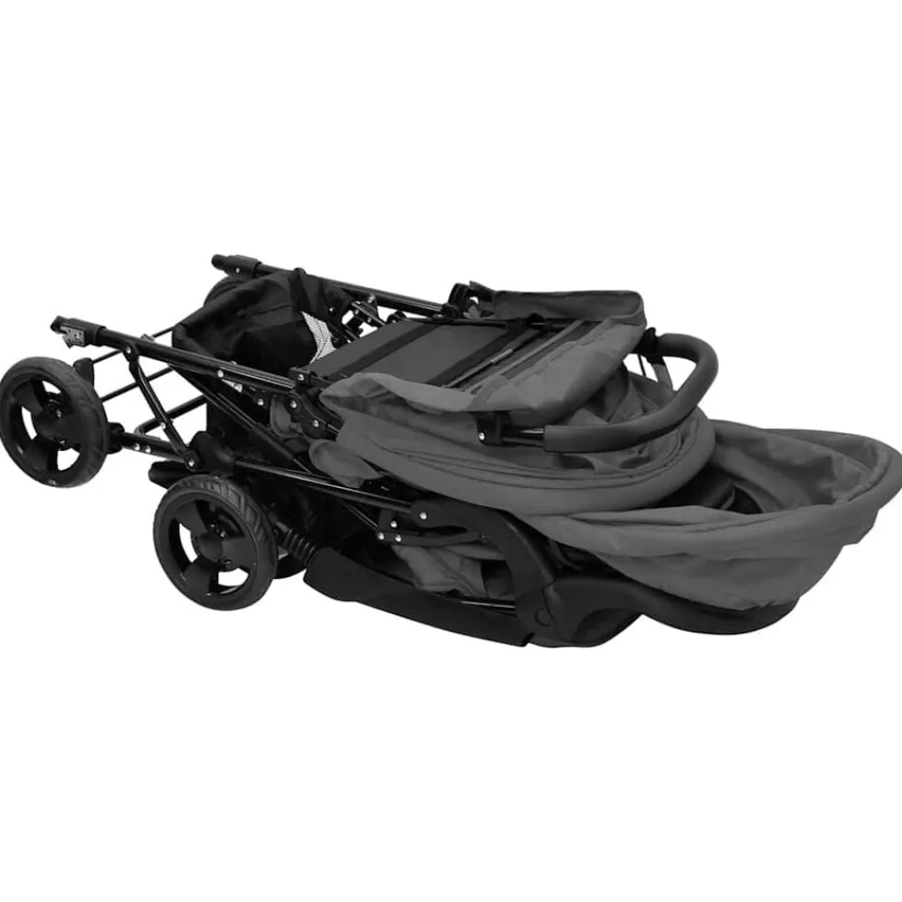 Niños vidaXL Transporte De Bebés-Carrito para gemelos tandem de acero