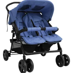 Niños vidaXL Transporte De Bebés-Carrito para gemelos de acero