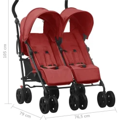 vidaXL Carrito para gemelos de acero Rojo Best