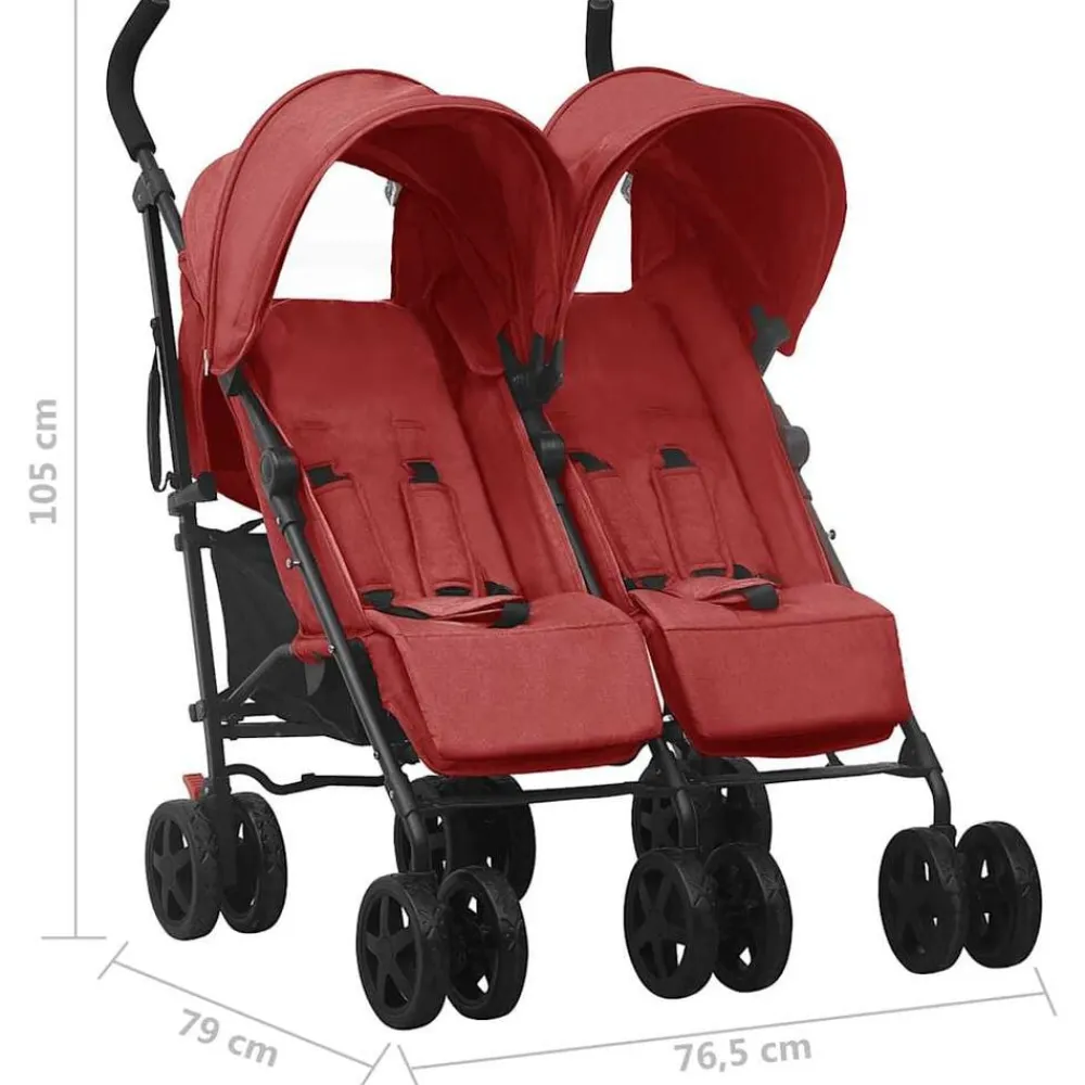 vidaXL Carrito para gemelos de acero Rojo Best