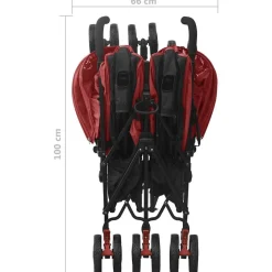 vidaXL Carrito para gemelos de acero Rojo Best