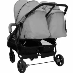 vidaXL Carrito para gemelos de acero y negro Gris claro Outlet