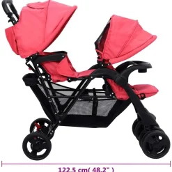 vidaXL Carrito para gemelos tandem de acero Rojo Sale