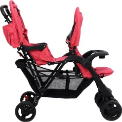 vidaXL Carrito para gemelos tandem de acero Rojo Sale