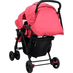 vidaXL Carrito para gemelos tandem de acero Rojo Sale