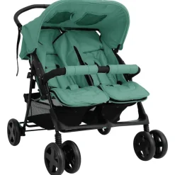 vidaXL Carrito para gemelos de acero Verde Clearance