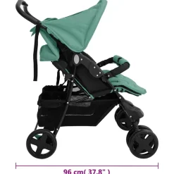 vidaXL Carrito para gemelos de acero Verde Clearance