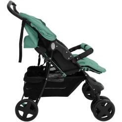 vidaXL Carrito para gemelos de acero Verde Clearance