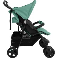 vidaXL Carrito para gemelos de acero Verde Clearance