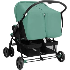 vidaXL Carrito para gemelos de acero Verde Clearance