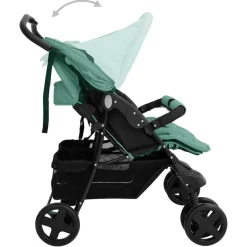 vidaXL Carrito para gemelos de acero Verde Clearance