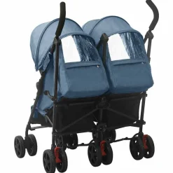 vidaXL Carrito para gemelos de acero Azul marino Outlet