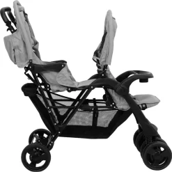 vidaXL Carrito para gemelos tandem de acero Gris claro Discount