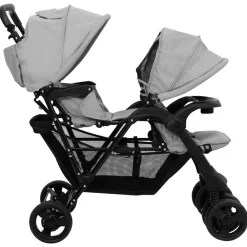 vidaXL Carrito para gemelos tandem de acero Gris claro Discount
