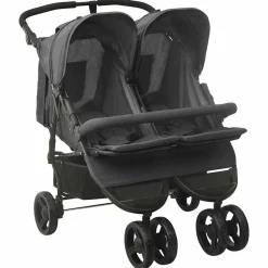 vidaXL Carrito para gemelos de acero gris Antracita Online