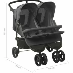 vidaXL Carrito para gemelos de acero gris Antracita Online