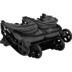 Niños vidaXL Transporte De Bebés-Carrito para gemelos de acero y negro