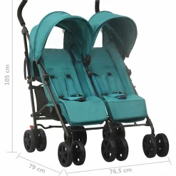 Niños vidaXL Transporte De Bebés-Carrito para gemelos de acero