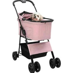 vidaXL Carrito Plegable para Mascotas 81 x 47 x 99 cm Poliéster Rosa Clearance