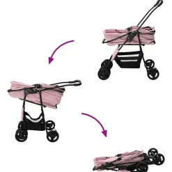 vidaXL Carrito Plegable para Mascotas 81 x 47 x 99 cm Poliéster Rosa Clearance