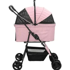 vidaXL Carrito Plegable para Mascotas 81 x 47 x 99 cm Poliéster Rosa Clearance