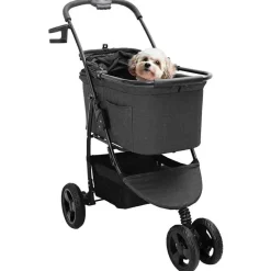 vidaXL Carrito Plegable para Mascotas 78 x 54 x 101 cm Poliéster Negro Hot