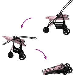 vidaXL Carrito Plegable para Mascotas 78 x 54 x 101 cm Poliéster Rosa New