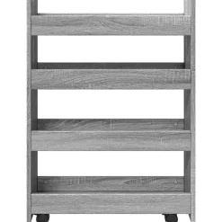 vidaXL Carro de almacenaje estrecho 4 niveles madera Gris sonoma Sale
