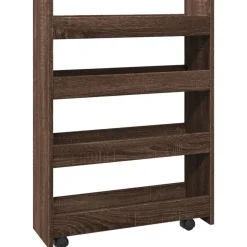 vidaXL Carro de almacenaje estrecho 4 niveles madera marrón roble Marr&oacute;n roble Discount