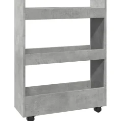 vidaXL Carro de almacenaje estrecho 3 niveles madera gris hormigón Gris hormig&oacute;n Outlet