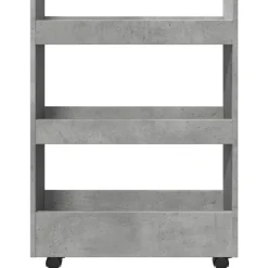 vidaXL Carro de almacenaje estrecho 3 niveles madera gris hormigón Gris hormig&oacute;n Outlet