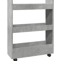 vidaXL Carro de almacenaje estrecho 3 niveles madera gris hormigón Gris hormig&oacute;n Outlet