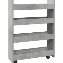 vidaXL Carro de almacenaje estrecho 4 niveles madera gris hormigón Gris hormig&oacute;n