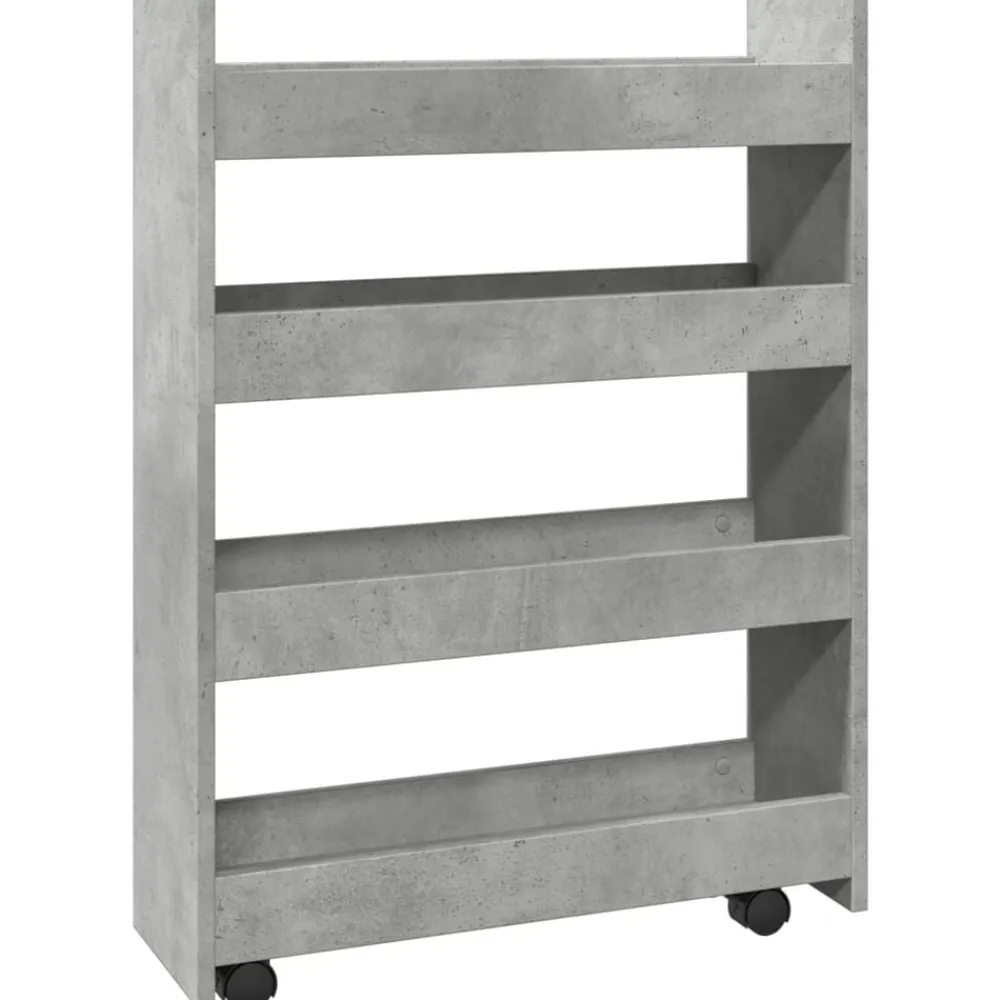 vidaXL Carro de almacenaje estrecho 4 niveles madera gris hormigón Gris hormigón