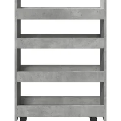 vidaXL Carro de almacenaje estrecho 4 niveles madera gris hormigón Gris hormigón