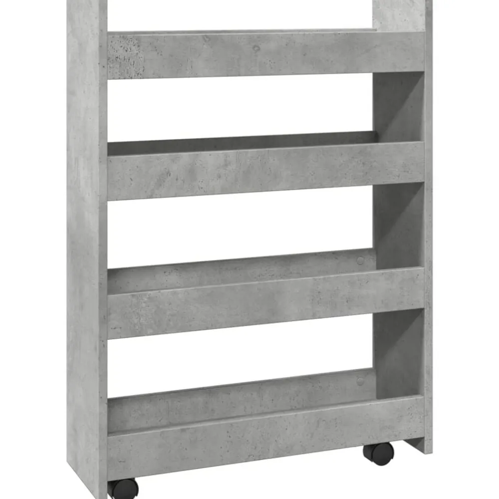 vidaXL Carro de almacenaje estrecho 4 niveles madera gris hormigón Gris hormigón