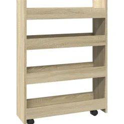 vidaXL Carro de almacenaje estrecho 4 niveles madera Roble Sonoma Outlet