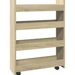 vidaXL Carro de almacenaje estrecho 4 niveles madera Roble Sonoma Outlet