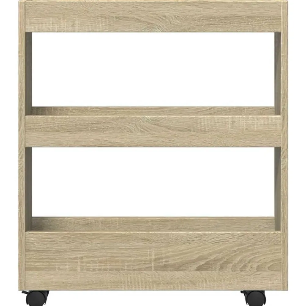 vidaXL Carro de almacenaje estrecho 3 niveles madera Roble Sonoma