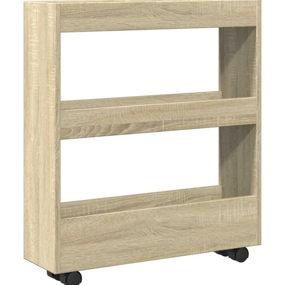 vidaXL Carro de almacenaje estrecho 3 niveles madera Roble Sonoma