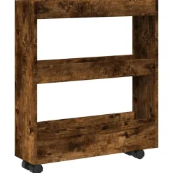 vidaXL Carro de almacenaje estrecho 3 niveles madera Roble ahumado Sale