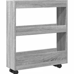 vidaXL Carro de almacenaje estrecho 3 niveles madera Gris sonoma Clearance