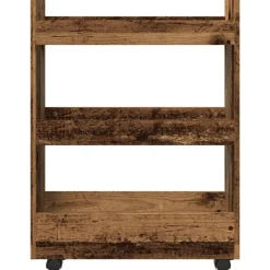 vidaXL Carro de almacenaje estrecho 3 niveles madera envejecida Madera antigua Online