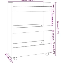 vidaXL Carro de almacenaje estrecho 3 niveles madera envejecida Madera antigua Online
