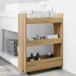 vidaXL Carro de almacenaje estrecho 3 niveles madera roble artisian artisian oak Sale