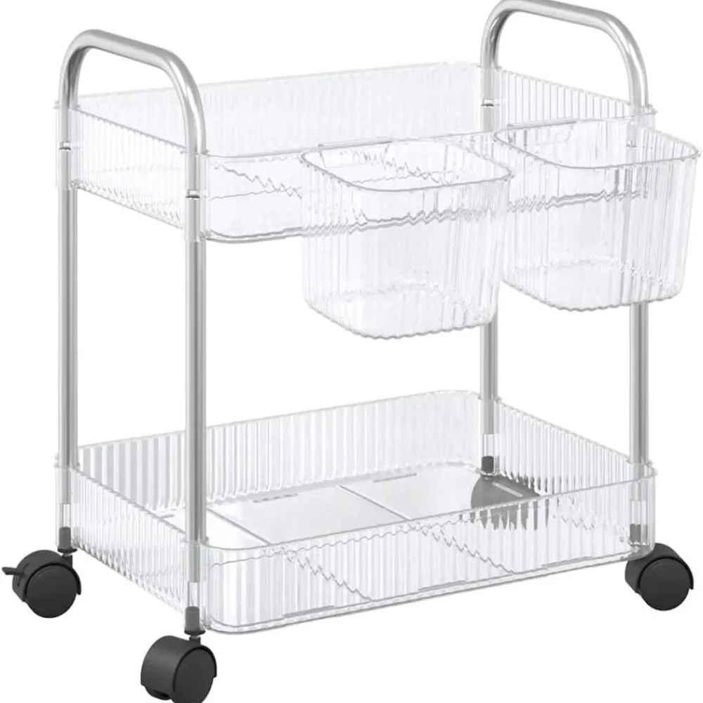 vidaXL Herramientas-Carro de almacenamiento 2 niveles transparente 37x28x43,5 cm
