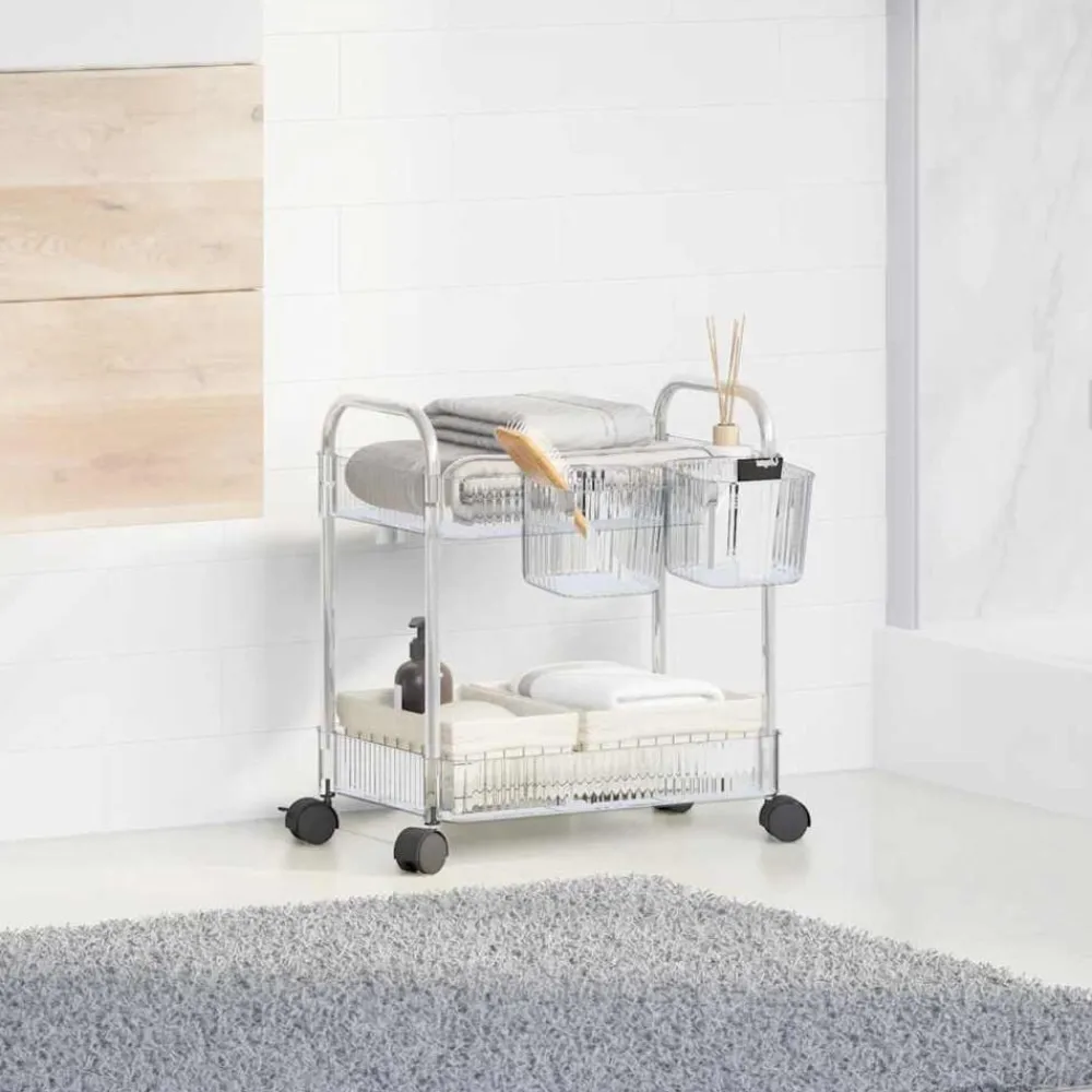 vidaXL Herramientas-Carro de almacenamiento 2 niveles transparente 37x28x43,5 cm