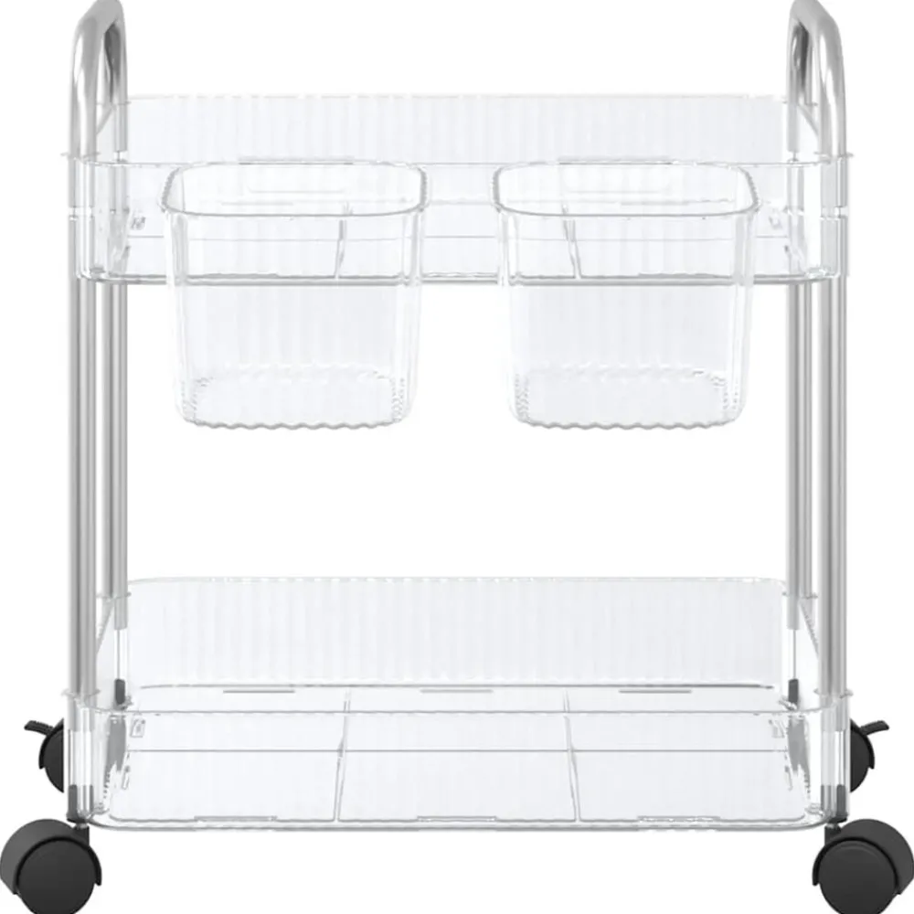 vidaXL Herramientas-Carro de almacenamiento 2 niveles transparente 37x28x43,5 cm